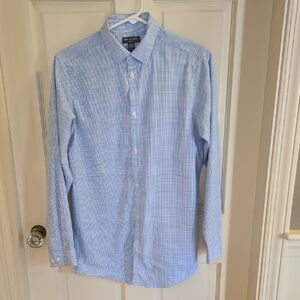 Van Heusen Light Blue Plaid Young Mens Dress Shirt Size 18/20